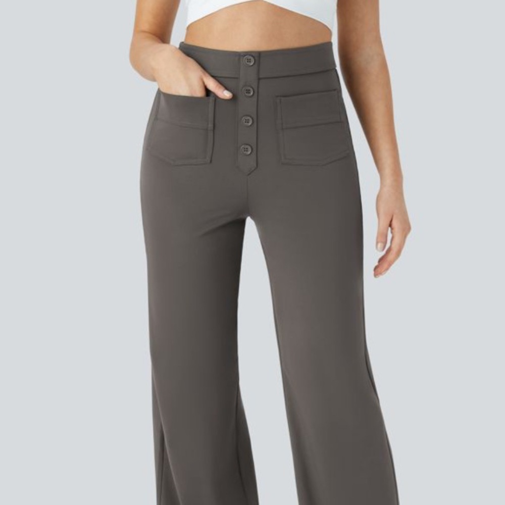 HALARA High Waisted Button Straight Leg Casual Pants✨🪩 - Picture 3 of 9